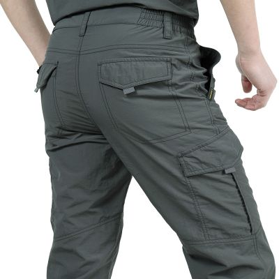 กางเกงกางเกงลำลองกันน้ำน้ำหนักเบาสำหรับผู้ชาย,กางเกงสไตล์ทหารสำหรับฤดูร้อนขนส่งสินค้ากางเกงชายแห้งเร็ว
