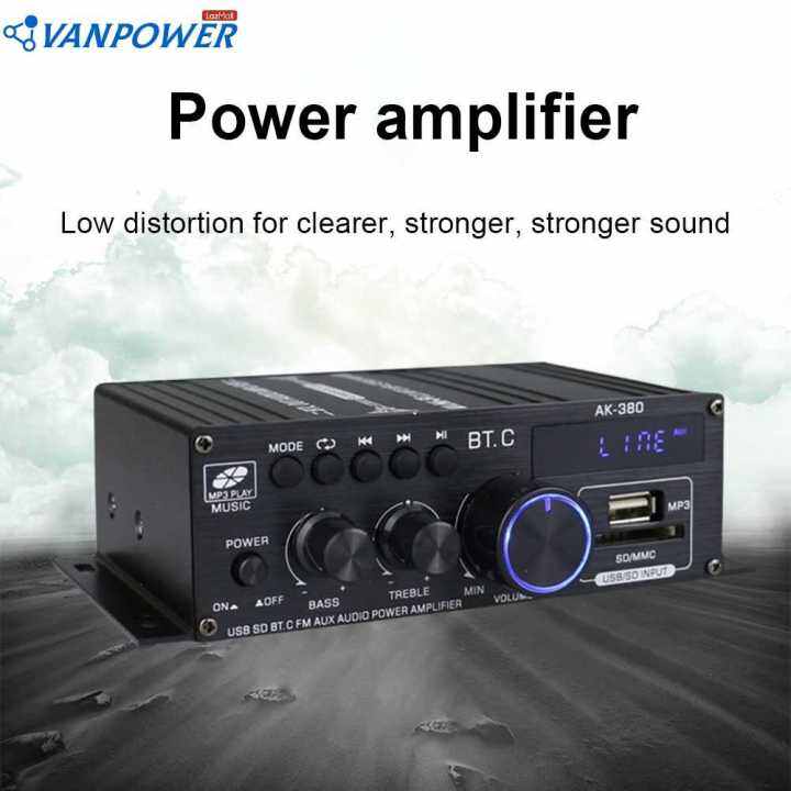 AK380 Audio Amplifier 2 Channel Subwoofer Amplifier Music Player USB ...