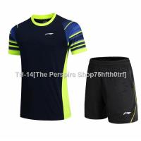 ▤☼♨ ✸◙♨Lining Badminton Jersey Fashionable Perspiration Short-Sleeved Uniform Couple Sports Suit Teamwea