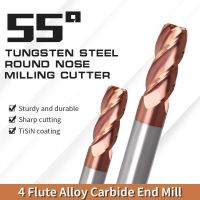 AUGT HRC55 คาร์ไบด์จมูกวัว End Mill 4Flutes ทองแดงมิลลิ่งคัตเตอร์เคลือบโลหะผสมทังสเตนเหล็กตัดเครื่องมือสําหรับ CNC Maching