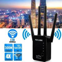 เครื่องขยายสัญญาณ Pix-Link WiFi repeater Wi-Fi 4 เสา 300Mbps ตัวขยายสัญญาณไวไฟ Wi-Fi Repeater