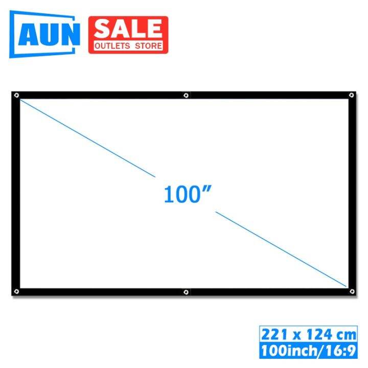AUN 100 inch 169 Portable Projector Screen. White cloth material. LED