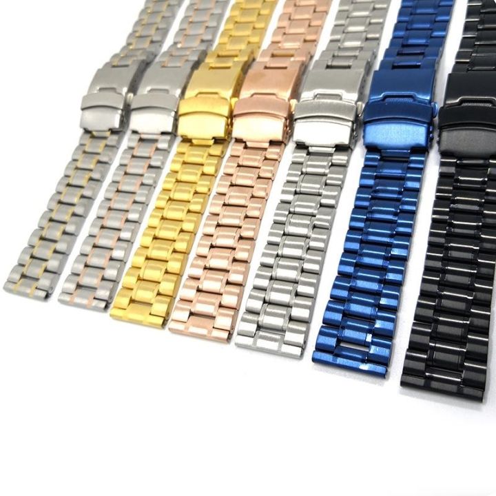 สแตนเลสสตีลสายนาฬิกา-18-มม-20-มม-22-มม-24-มม-26-มม-สายรัดข้อมือ-universal-blue-เข็มขัดความปลอดภัยพับหัวเข็มขัดอุปกรณ์เสริม