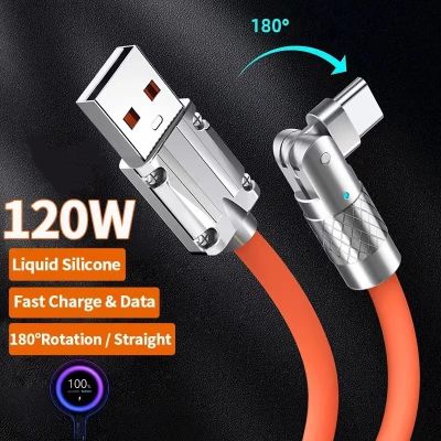 120w 6A สายชาร์จ 180° หมุน micro usb typec สายชาร์จเร็ว สําหรับ