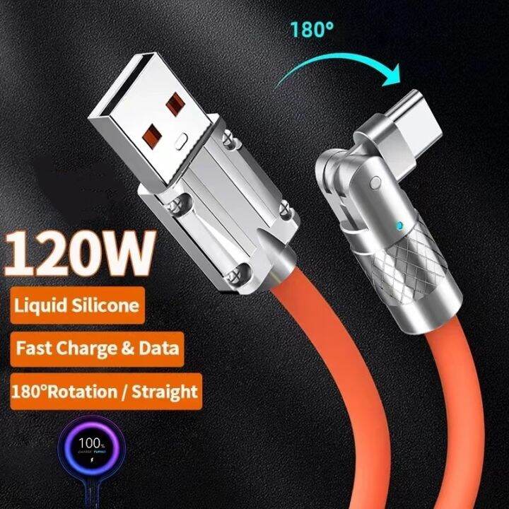 120w-6a-สายชาร์จ-180-หมุน-micro-usb-typec-สายชาร์จเร็ว-สําหรับ