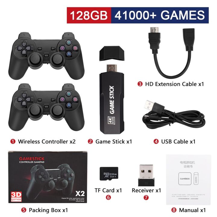 GD10 Game Stick Built-in 40000 Games 128GB/64GB/32GB 2.4G Wireless  Controller HD Retro Video Game Console 4k HD Video Game Console