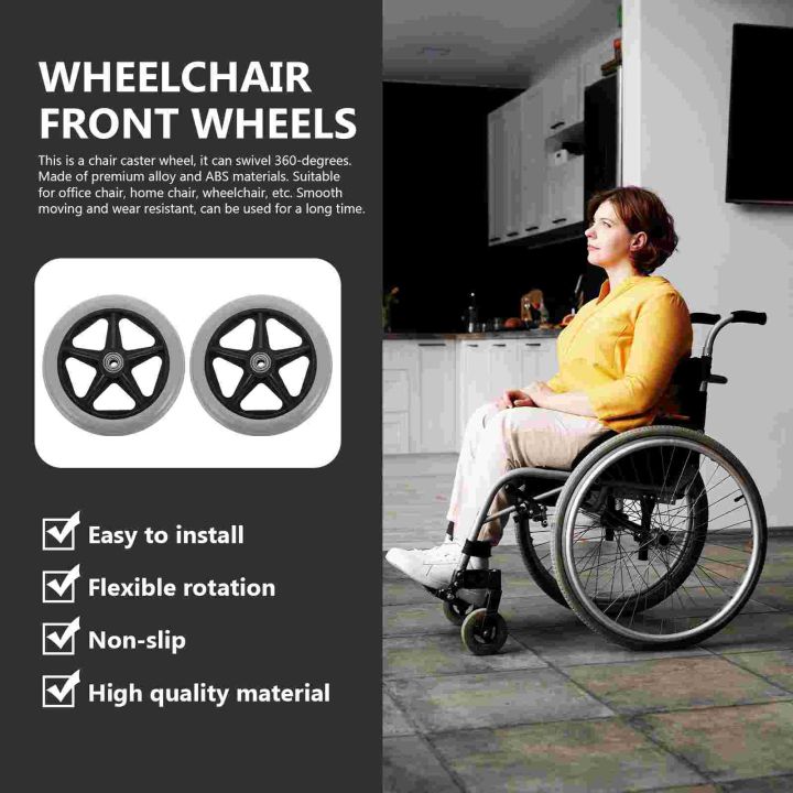 ล้อหน้าสำหรับรถเข็นคนพิการขนาด6ล้อเก้าอี้สำนักงานนิ้วล้อหน้าสำหรับรถเข็นช่วยป้องกันล้อทั่วไป