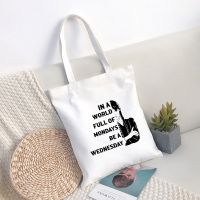 Wednesday Addams and Enid Shopping Bags Harajuku Shopping Canvas Bag Girl Handbag Shoulder Travel Casual Women Shopper Bag