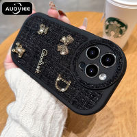 AUOVIEE เคสโทรศัพท์ปักถักลายผ้ากำมะหยี่สำหรับ iPhone 14 13 12 11 Pro Max XR XS Max 14 Plus 2023ใหม่เคสบั๊มเปอร์นิ่มแฟชั่น14