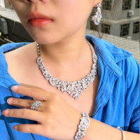 ThreeGraces 4Pcs Luxury Shiny Cubic Zirconia ดูไบไนจีเรียเจ้าสาวงานแต่งงานชุดเครื่องประดับพรหมสำหรับเจ้าสาวชุดอุปกรณ์เสริม TZ812