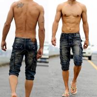 Factory Outlet Retro Wash Made Old MenS Pants Pants, Pocket Casual Denim Seven -Point Shorts