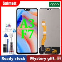 Salmatt จอ LCD ขนาด6.2นิ้วของแท้สำหรับ Oppo A3 CPH1837/Oppo F7 CPH1819อะไหล่เปลี่ยนหน้าจอ LCD จอแสดงผลหน้าจอสัมผัสชุดประกอบดิจิไทเซอร์สำหรับ OPPO A3/F7แอลซีดี