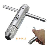 M5- M12 T-Handle เฟืองล้อพลิกกลับได้ประแจด้ามต๊าปตัวทีแตะเธรดเครื่องมือ