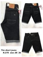 Tim money short jeans No.275  ขาสั้นยีนส์ยืดสีมิดไนท์ดำล้างน้ำ Size 28-36 Extra size 38-42 ผ้าฟอกนิ่มล้างน้ำแล้ว