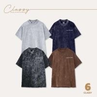 ✶✶  URTHE CLASSY - เสื้อยืดคอเต่า ผ้าฟอก 4 สี  M L