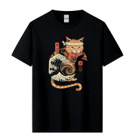 JHPKJMens High Quality T-shirt 100% Cotton Funny Cool Cat Print Summer Casual Short Sleeve Loose Men O-neck T-shirt Male Tops 4XL 5XL 6XL