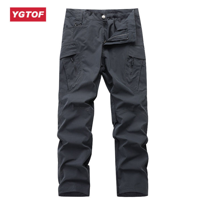 ygtof-กางเกงคาร์โก้ผู้ชายใหม่กางเกงกางเกงแทร็คกางเกงลายพรางทหารกระเป๋าหลายช่องสำหรับผู้ชายกางเกงเอวยางยืด