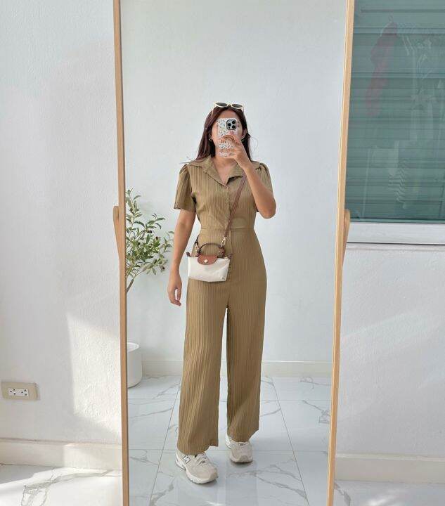พร้อมส่ง-จั้มสูทขายาว-ผ้าเปลือกไม้-jj32