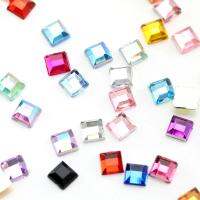 【CW】 New square acrylic 2mm non-heat fixed rhinestone flat back silver crystal glue nail art H0991