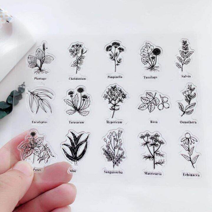 pantago-plant-aloe-transparent-clear-stamps-scrapbook-card-album-paper-stamps-for-diy-handmade-silicone-rubber-roller-stamps-scrapbooking