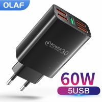 Olaf 5 Port USB Charger Adapter 60W Fast Charging For Phone Charger For iphone Samsung Xiaomi Tablet Quick Mobile Charger QC 3.0 Wall Chargers