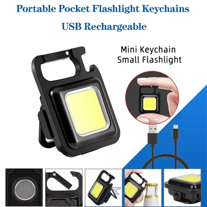 Hopeway Mini LED Flashlight Work Light Portable Pocket Flashlight Keychains USB Rechargeable for
