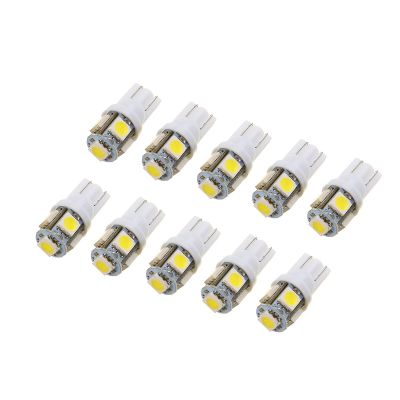 10ชิ้น T10 168 5SMD Led แผ่นเรืองแสงหลอดไฟข้างรถ Cornor ไฟท้ายสีขาว12V อะไหล่ไฟรถยนต์