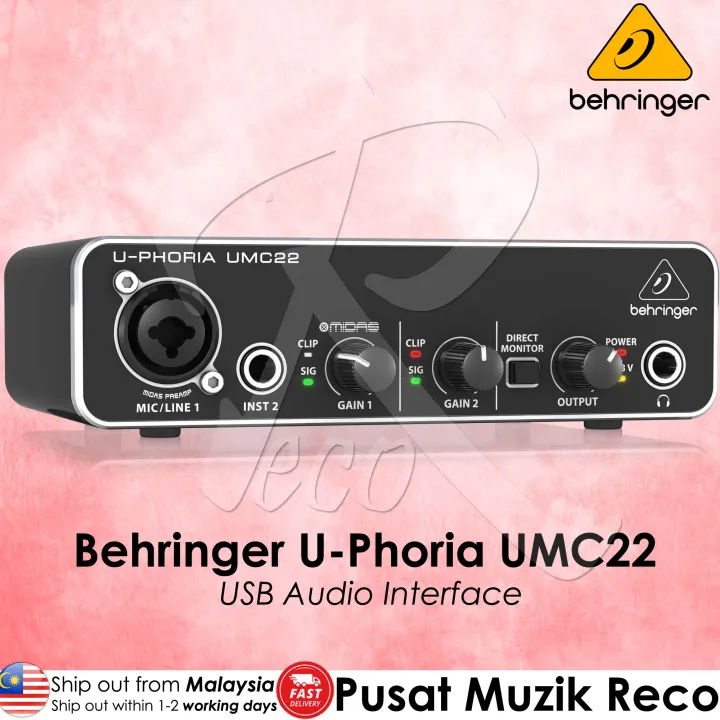 Behringer UMC22 UMC22 UMC 22 UPhoria Audiophile 2x2 USB Audio