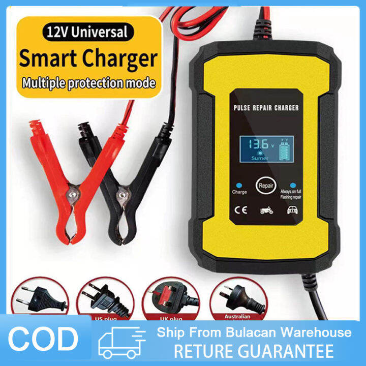 【Ready Stock】12V 6A Motorcycle Car Battery Charger Full Intelligent ...