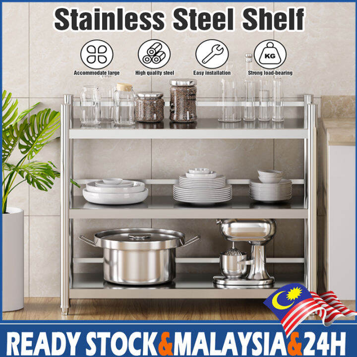 100CM Stainless Steel Kitchen Table Storage Rack Oven Rak Storage Shelf