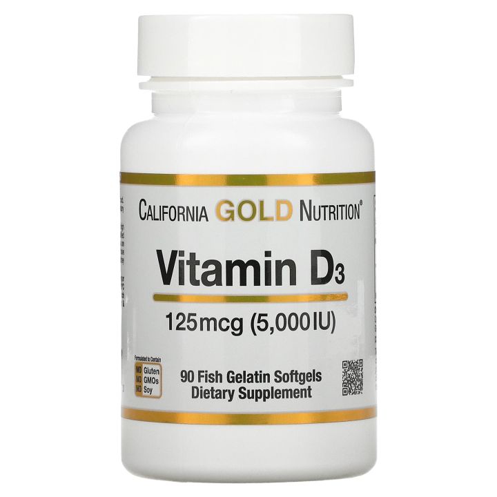 พร้อมส่ง! California Gold Nutrition วิตามินดี 3 อาหารเสริมบำรุงกระดูกและข้อ (Vitamin D3 125 mcg (5,000 IU) 90 Fish Gelatin Softgels) - วิตามินดี 3 ยี่ห้อไหนดี