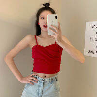 สีดำ Camisole ผู้หญิงออกแบบความรู้สึก Niche เสื้อนอก,Bottoming ส่วนบน,ฤดูร้อนสไตล์ใหม่ที่สวยงามกลับ,เสื้อเอวลอย