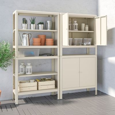Shelving unit with 2 cabinets, beige size 171x37 cm.