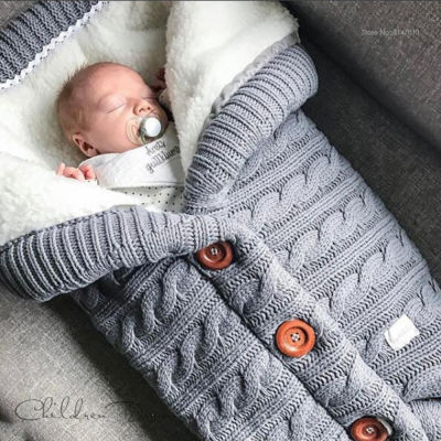 ผ้าห่มเด็กที่อบอุ่นถักทารกแรกเกิดพันห่อนุ่ม InfantSleeping กระเป๋า Footmuff ซองจดหมายผ้าฝ้ายสำหรับอุปกรณ์เสริมรถเข็นเด็กผ้าห่ม