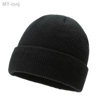 mjyf Chapéus de malha veludo สำหรับบ้านและ mulheres boné casual Caveiras Grossas Gorros preta manter quente moda coreana mais outono inverno