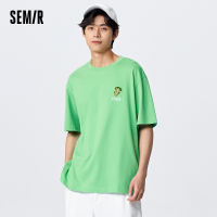 Semir เสื้อยืดแขนสั้นสำหรับผู้ชาย,เสื้อคอกลมทรงหลวมแฟชั่นผ้าฝ้ายลำลองสไตล์แคมปัส2023ฤดูร้อน