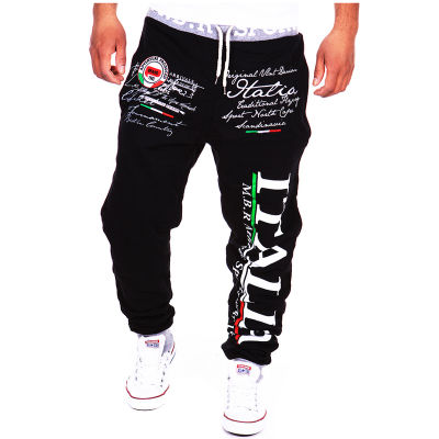 ใหม่2022แฟชั่น Active ITALIA ตัวอักษรพิมพ์กางเกง Joggers Elastic Waist Drawstring หลวม Sweatpants Pantalon Homme