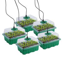5 Pack 12 Cells Plant Seed Nursery Trays with Grow Light Seedling Tray Greenhouse Growing Trays Seedling Breathable Nursery Box