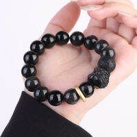 สร้อยข้อมือ Black Stone Lion Awakening Silver Black Rock อุกกาบาตของขวัญวันวาเลนไทน์ H4SQ