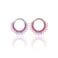 PiercingRoomByJay,  CZ/Pink Opal Clicker Hoop  ห่วงเพชร/โอปอล เงินแท้