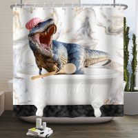 Funny Shower Curtain Cute Dinosaur Bathroom Fabric Waterproof Polyester Shower Curtains Bathroom Decor Accessories With Hooks