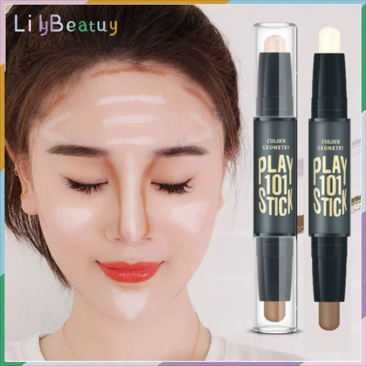 ☘ HighGloss Repairing Stick DoubleHeaded DualUse Nose Shadow