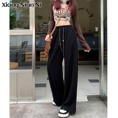 XIANG NIAN NI corduroy thickened autumn winter new drawstring loose wide-leg slacks women