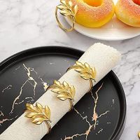 20Pcs Gold Leaf Napkin Rings - Gold Napkin Ring For Table Napkins - Holiday Napkin Rings Fall Napkin Rings For Party