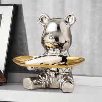 Luxurious and Violent Bear Dolls Jewelry Tray Key Storage Accessories Piggy Bank Porch Wine Cabinet Decoration Housewarming Gift