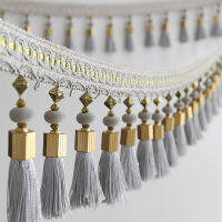 High-grade lace curtain tassel hanging ear crystal beads lace curtain trim head cloth art sofa accessories stage