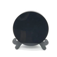 Polished Crystal Stone Natural Black Obsidian Round Plates Slabs Slices for Coasters Mirrors 80MM-200MM 1pc