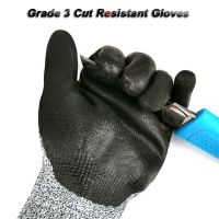 anti cut gloves Level 3 cut Nitrile coating Non-toxic safety glove against slaughter glass Meat processing working gloves