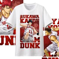 ?พร้อมส่ง? Shy-เสื้อผู้ชาย/ผู้หญิง  slam dunk เสื้อยืดแขนสั้นผู้ชาย Sakuragi Flower Road Rukawa Maple Mitsui เสื้อ