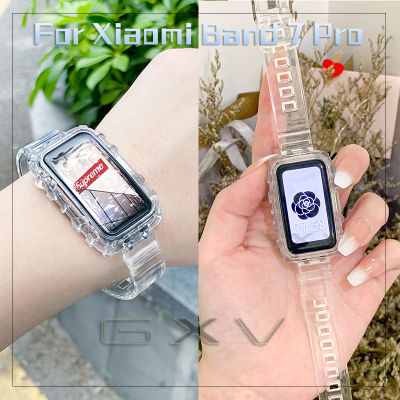 Glacier Soft สายนาฬิกาซิลิโคนสำหรับ Xiaomi Band 7 Pro พร้อมเคส Samrt Watch Accessories